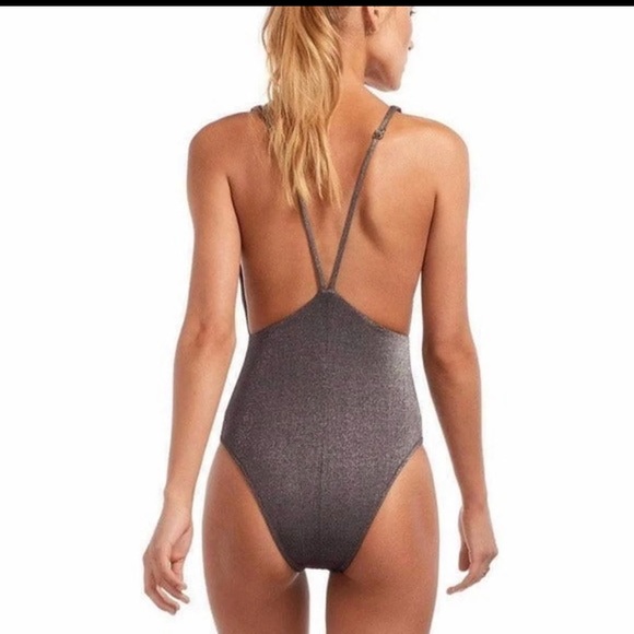 Vitamin A Stella Metallic Graphite Plunge One Piece - NEW w/ Tags - Picture 4 of 8